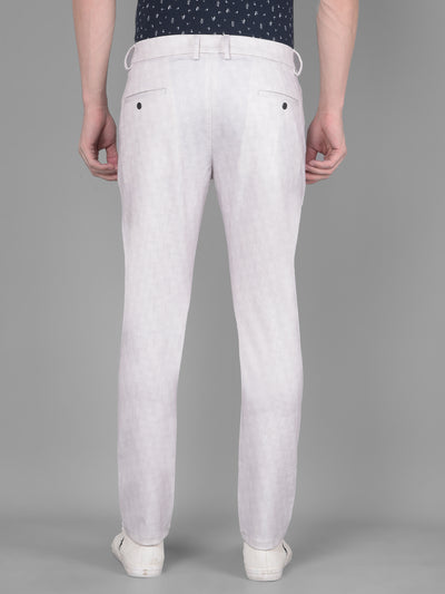 Cream Printed Chinos Trousers-Men Trousers-Crimsoune Club