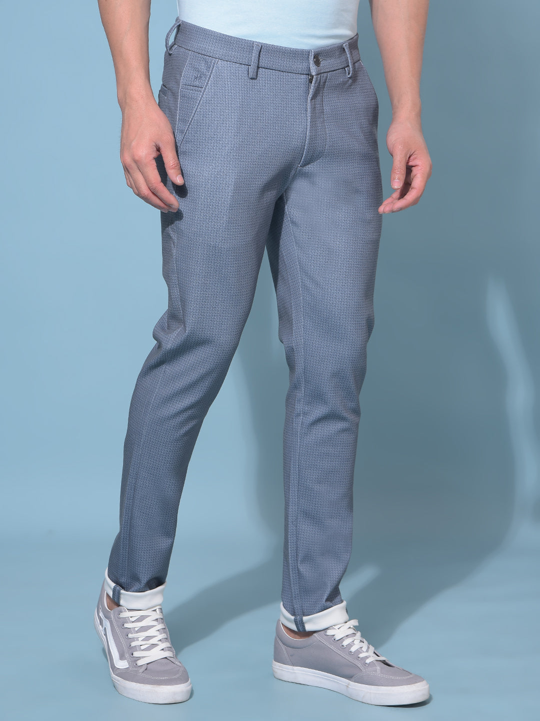 Grey Stretchable Printed Trousers-Men Trousers-Crimsoune Club