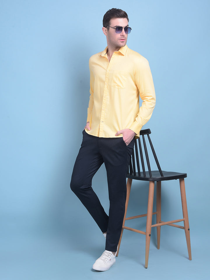 Blue Printed Stretchable Trousers-Men Trousers-Crimsoune Club