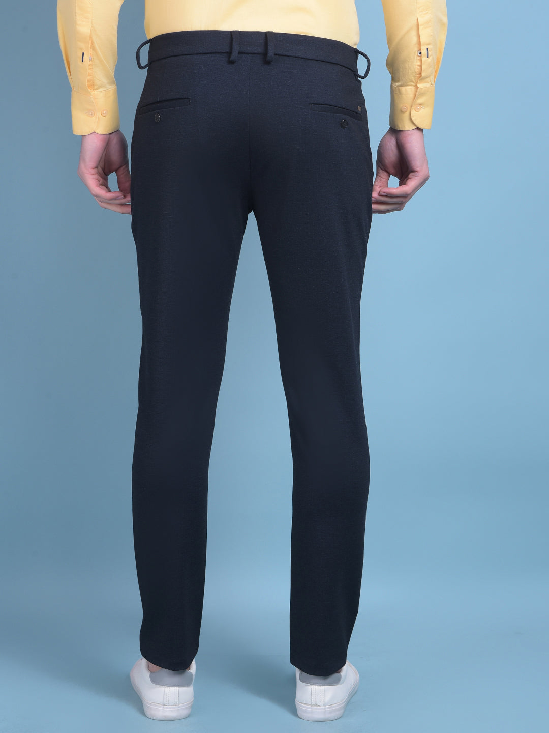 Blue Printed Stretchable Trousers-Men Trousers-Crimsoune Club