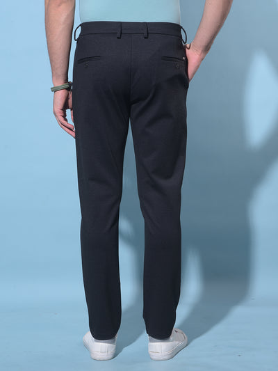 Black Textured Printed Chinos Trousers-Men Trousers-Crimsoune Club