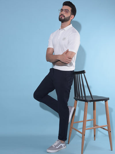Navy Blue Chinos Trousers-Men Trousers-Crimsoune Club