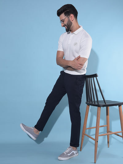 Navy Blue Chinos Trousers-Men Trousers-Crimsoune Club