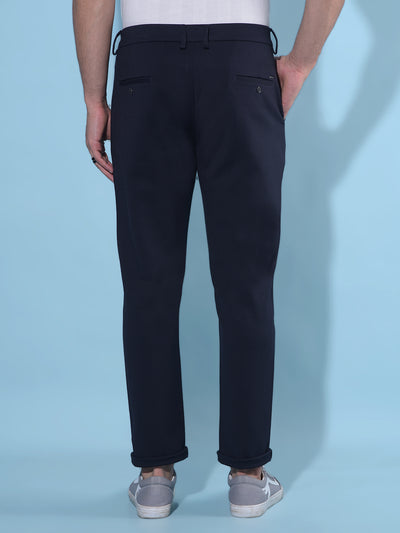 Navy Blue Chinos Trousers-Men Trousers-Crimsoune Club