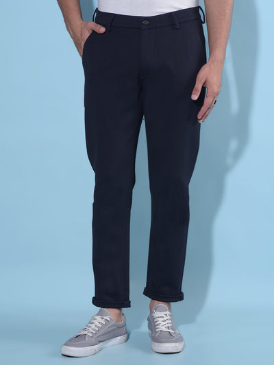 Navy Blue Chinos Trousers-Men Trousers-Crimsoune Club