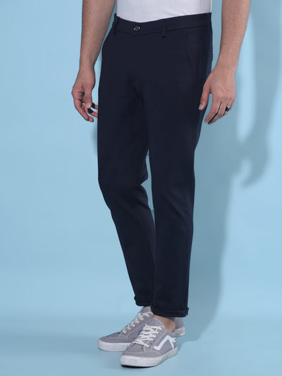 Navy Blue Chinos Trousers-Men Trousers-Crimsoune Club