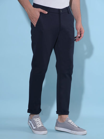 Navy Blue Chinos Trousers-Men Trousers-Crimsoune Club