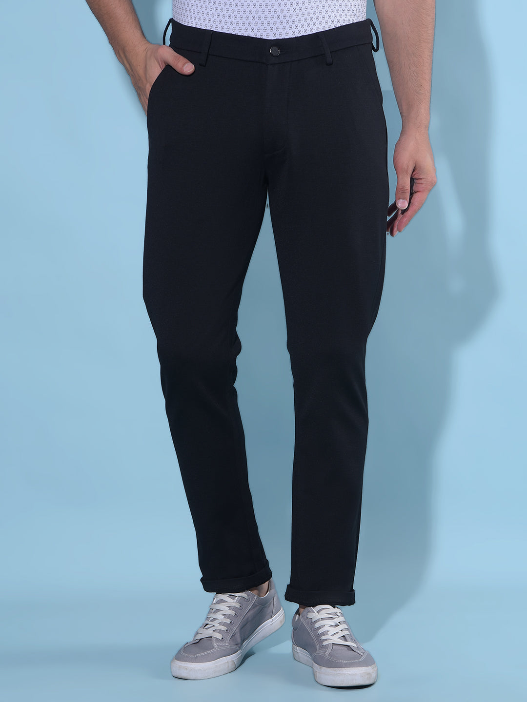 Black Chinos Trousers-Men Trousers-Crimsoune Club