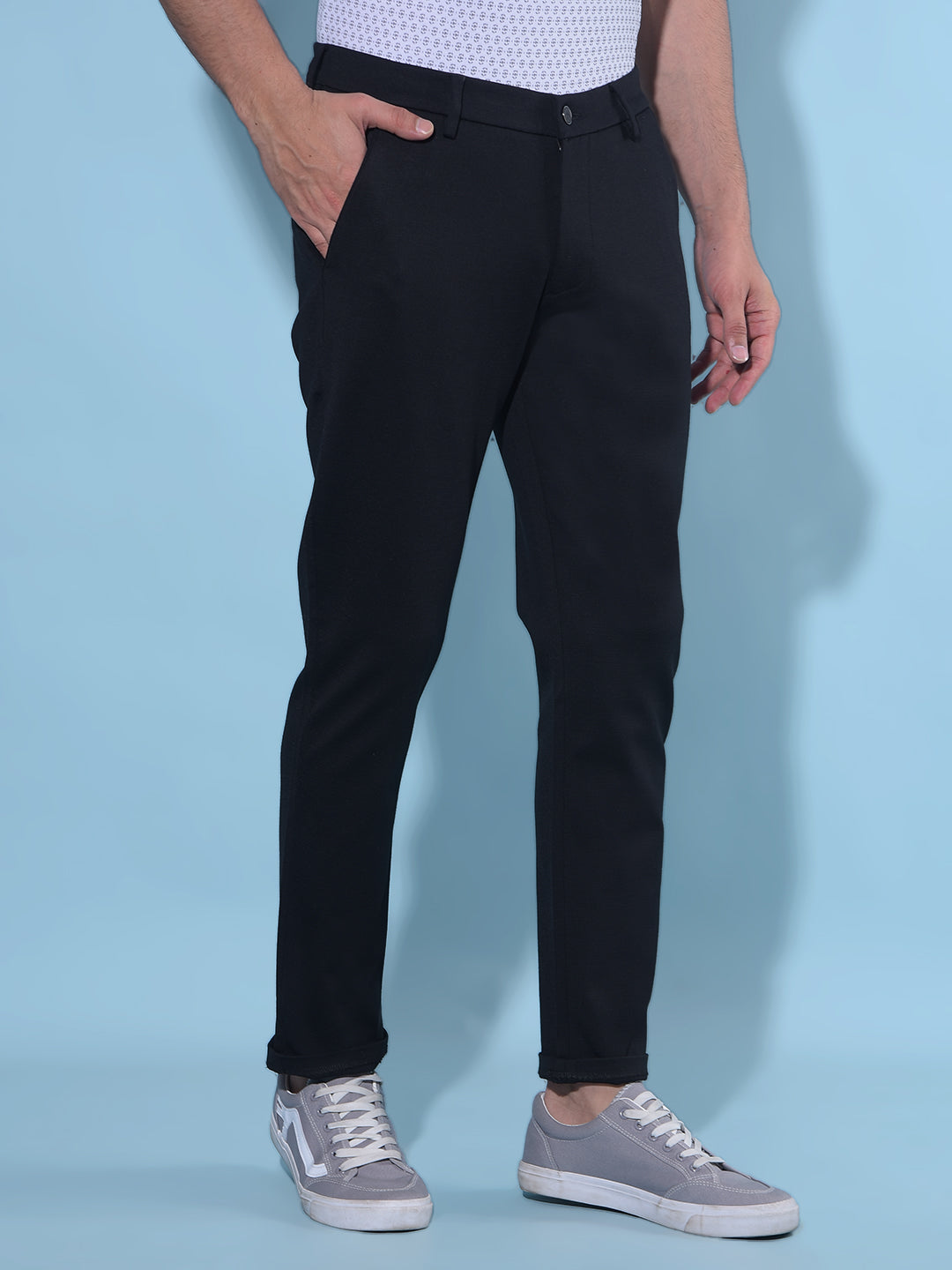 Black Chinos Trousers-Men Trousers-Crimsoune Club