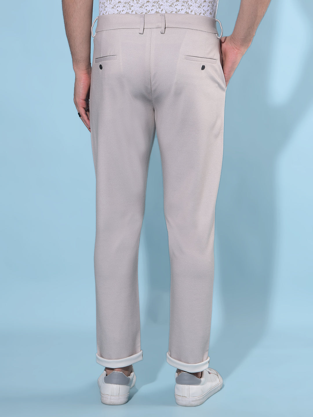 Beige Chinos Trousers-Men Trousers-Crimsoune Club