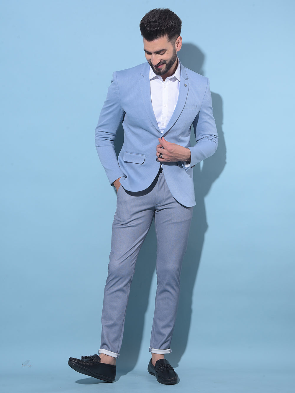 Blue Stretchable Trousers-Men Trousers-Crimsoune Club