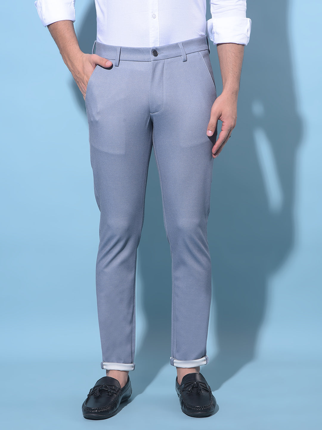 Blue Stretchable Trousers-Men Trousers-Crimsoune Club