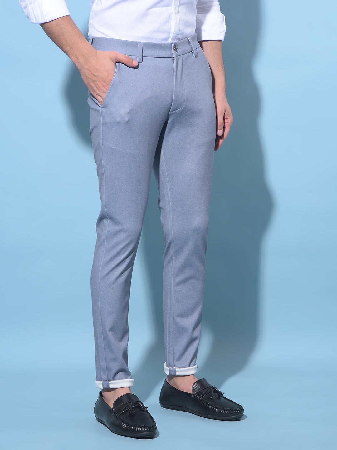 Blue Stretchable Trousers-Men Trousers-Crimsoune Club