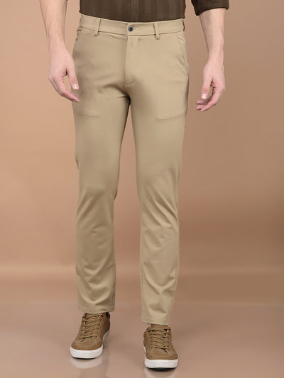 Khaki Printed Knitted Trousers-Men Trousers-Crimsoune Club