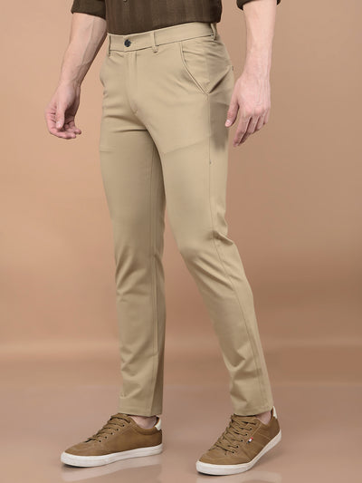 Khaki Printed Knitted Trousers-Men Trousers-Crimsoune Club