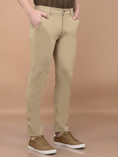 Khaki Printed Knitted Trousers-Men Trousers-Crimsoune Club