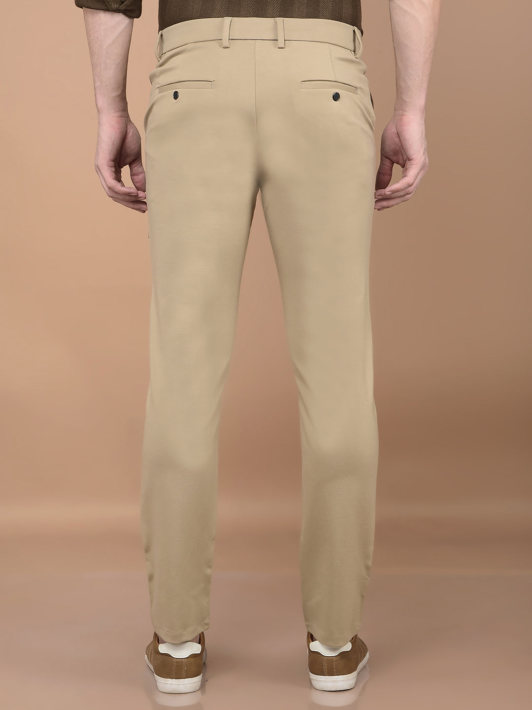 Khaki Printed Knitted Trousers-Men Trousers-Crimsoune Club