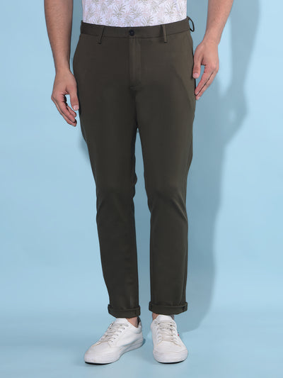 Olive Stretchable Trousers-Men Trousers-Crimsoune Club