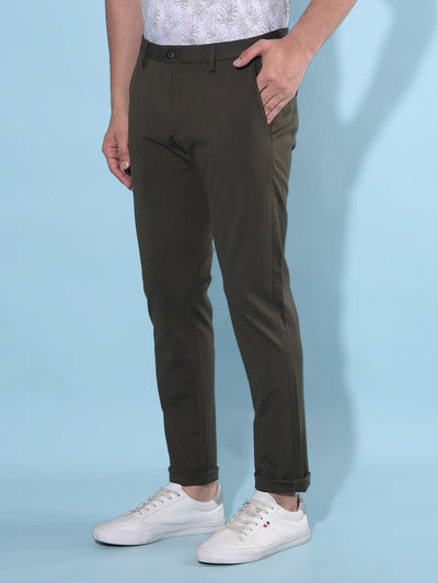 Olive Stretchable Trousers-Men Trousers-Crimsoune Club