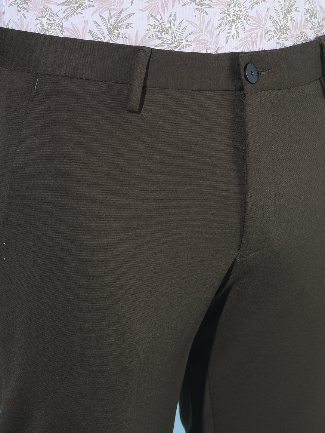 Olive Stretchable Trousers-Men Trousers-Crimsoune Club