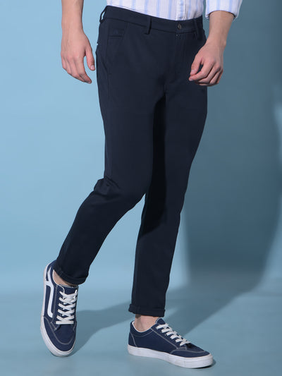 Navy Blue Chinos Trousers-Men Trousers-Crimsoune Club