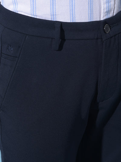 Navy Blue Chinos Trousers-Men Trousers-Crimsoune Club