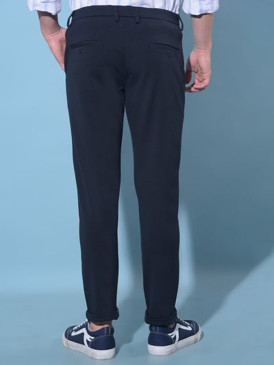 Navy Blue Chinos Trousers-Men Trousers-Crimsoune Club