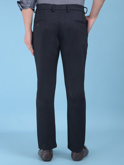 Black Printed Stretchable Trousers-Men Trousers-Crimsoune Club