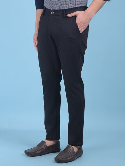 Black Printed Stretchable Trousers-Men Trousers-Crimsoune Club