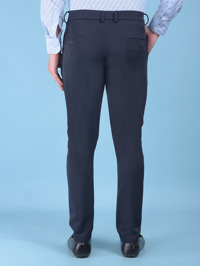 Navy Blue Stretchable Trousers-Men Trousers-Crimsoune Club