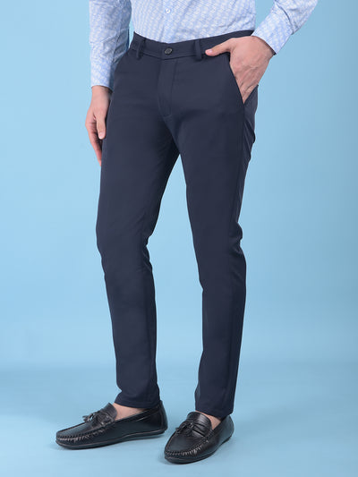 Navy Blue Stretchable Trousers-Men Trousers-Crimsoune Club