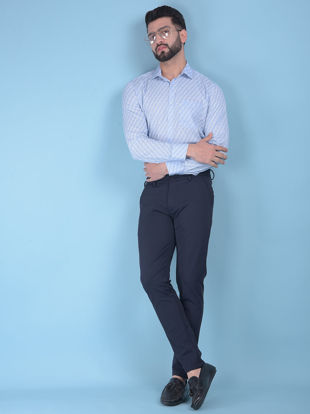 Navy Blue Stretchable Trousers-Men Trousers-Crimsoune Club