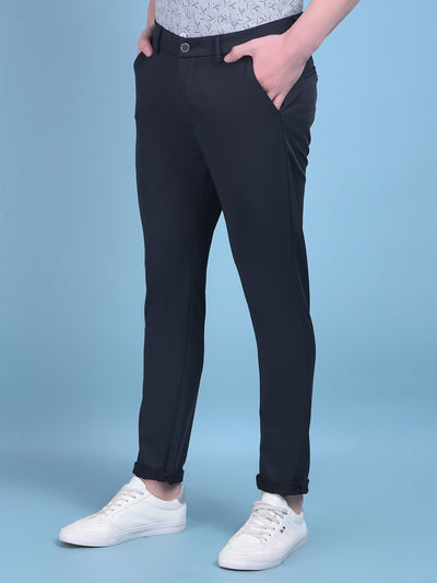 Black Stretchable Trousers-Men Trousers-Crimsoune Club