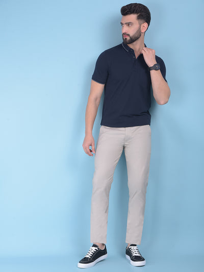 Khaki Stretchable Trousers-Men Trousers-Crimsoune Club