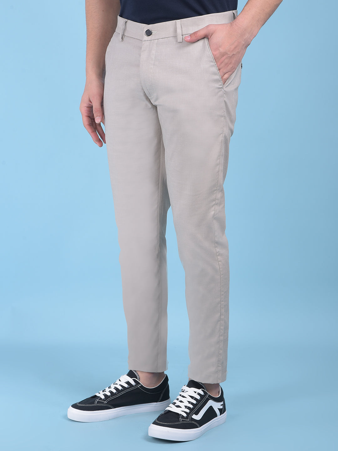 Khaki Stretchable Trousers-Men Trousers-Crimsoune Club