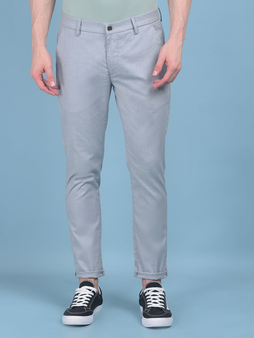 Grey Textured Trousers-Men Trousers-Crimsoune Club