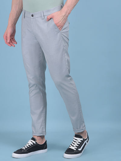 Grey Textured Trousers-Men Trousers-Crimsoune Club