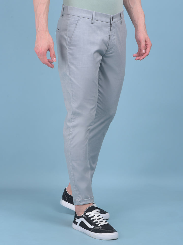 Grey Textured Trousers-Men Trousers-Crimsoune Club