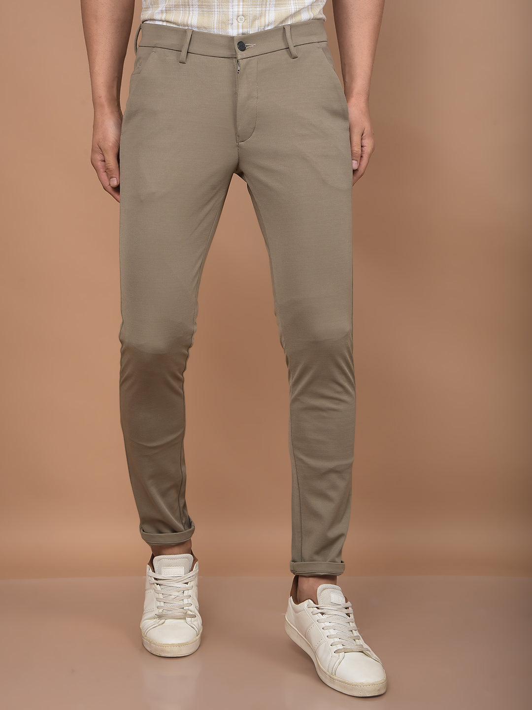 Khaki Knitted Trousers-Men Trousers-Crimsoune Club