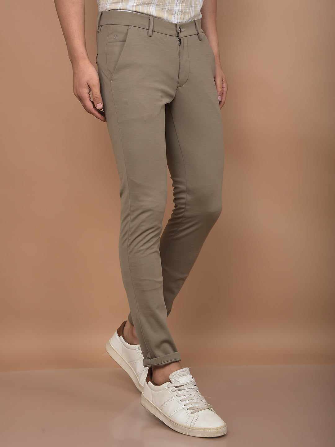 Khaki Knitted Trousers-Men Trousers-Crimsoune Club