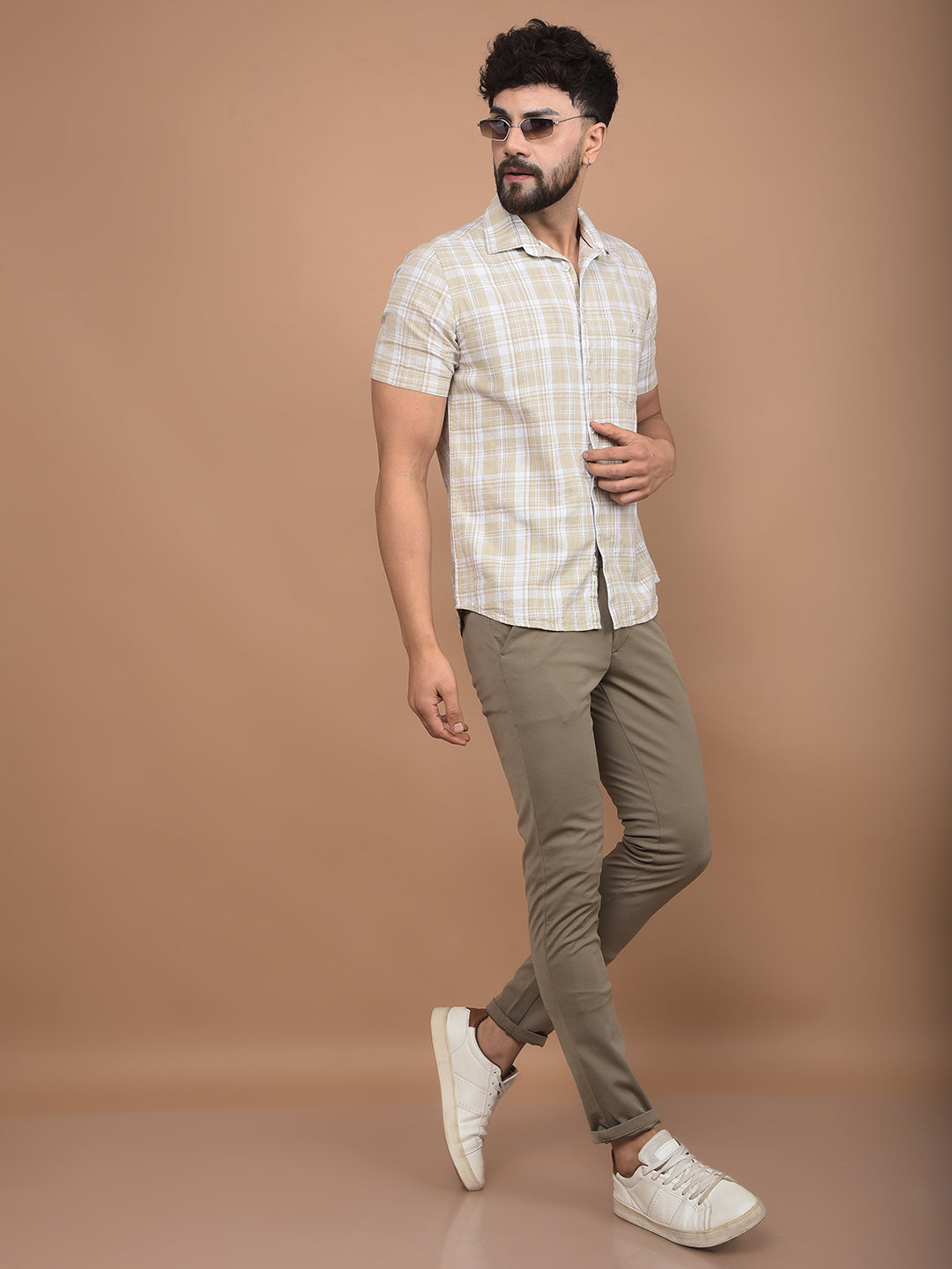 Khaki Knitted Trousers-Men Trousers-Crimsoune Club