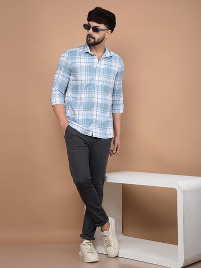 Blue Knitted Trousers-Men Trousers-Crimsoune Club