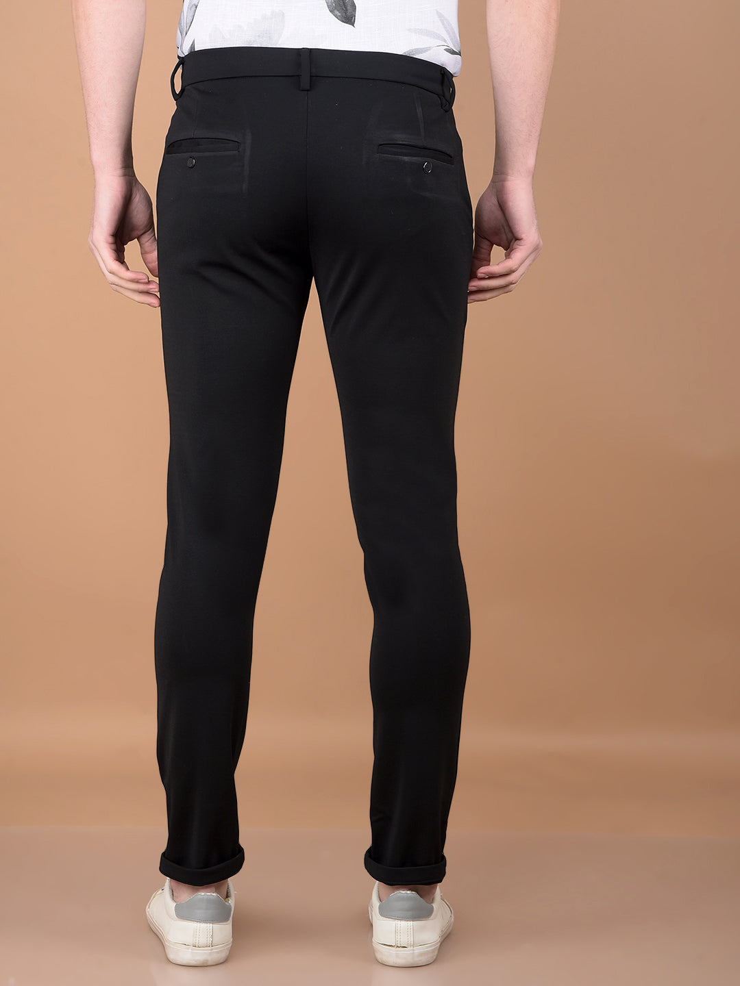 Black Knitted Trousers-Men Trousers-Crimsoune Club