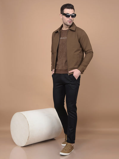 Navy Blue Printed Knitted Trousers-Men Trousers-Crimsoune Club