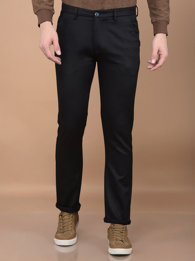 Navy Blue Printed Knitted Trousers-Men Trousers-Crimsoune Club