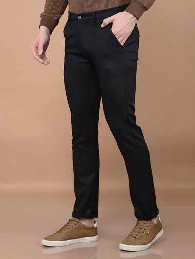 Navy Blue Printed Knitted Trousers-Men Trousers-Crimsoune Club