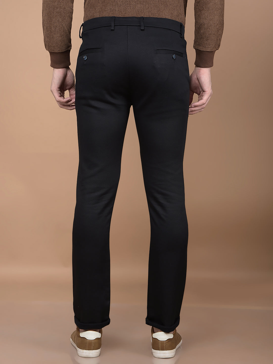 Navy Blue Printed Knitted Trousers-Men Trousers-Crimsoune Club