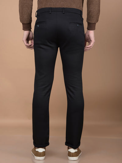 Navy Blue Printed Knitted Trousers-Men Trousers-Crimsoune Club