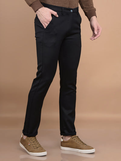 Navy Blue Printed Knitted Trousers-Men Trousers-Crimsoune Club