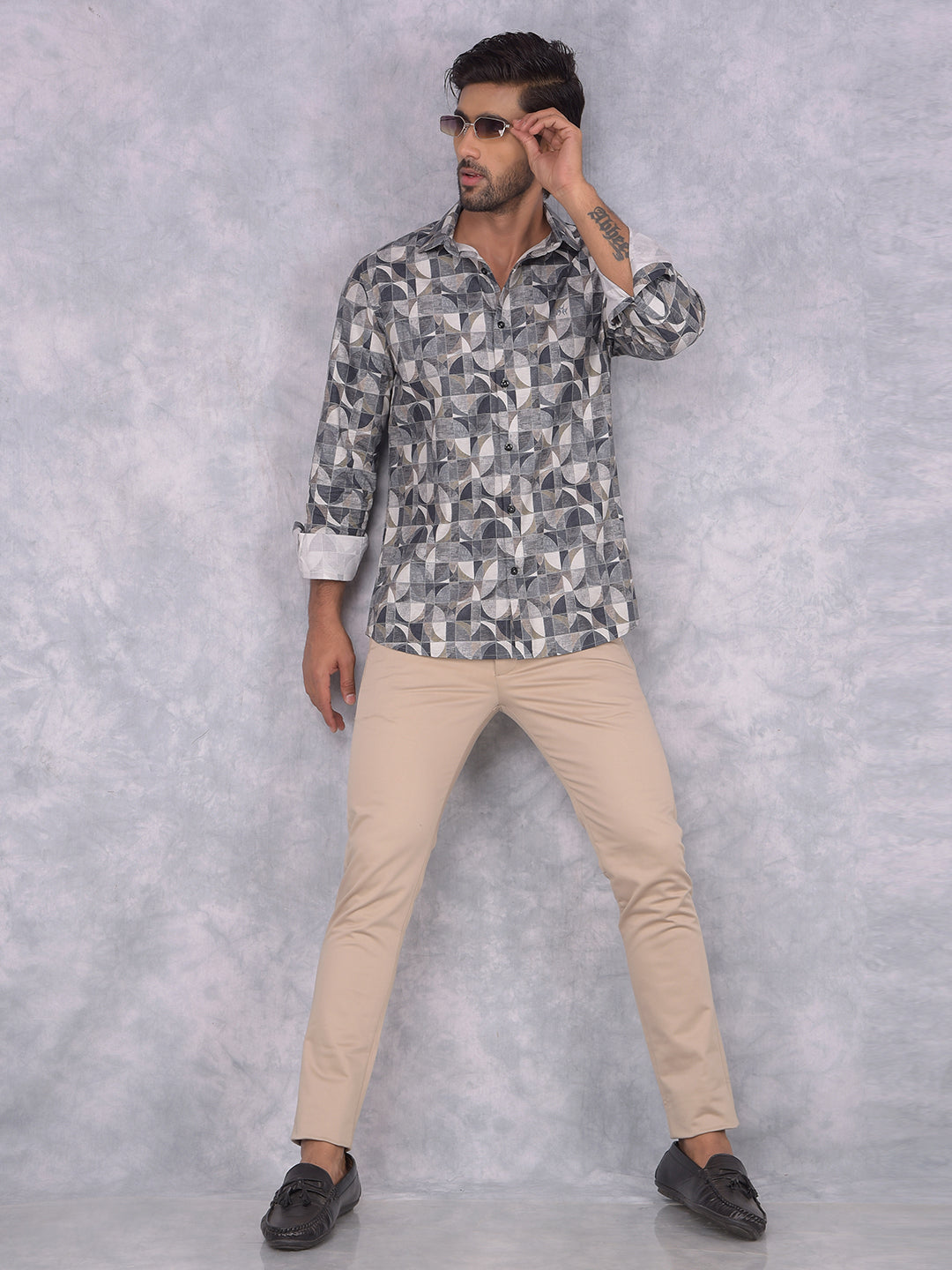 Beige Trousers-Men Trousers-Crimsoune Club